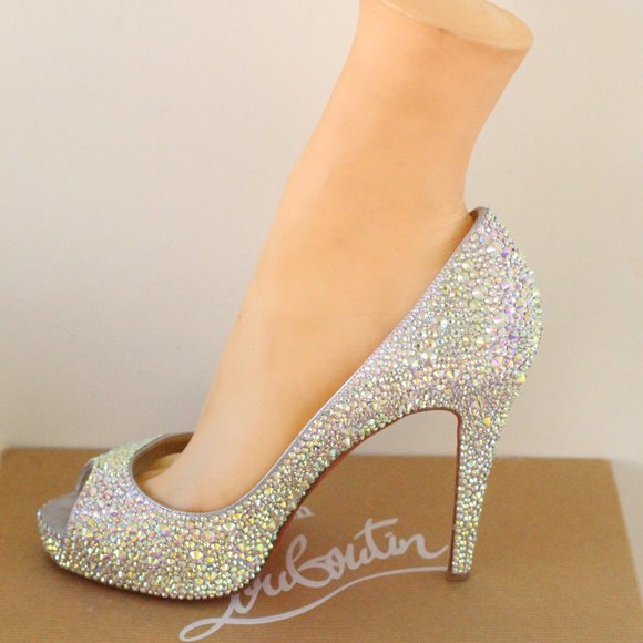 Christian Louboutin White Very Prive Swarovski Strass Ab Crystal - Picture 8 of 11